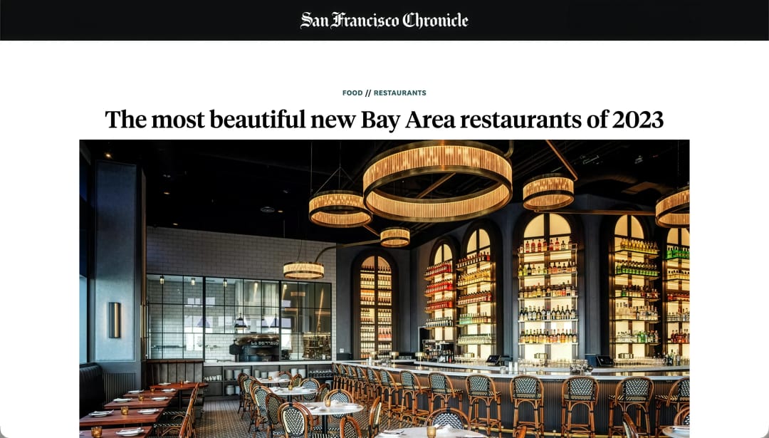 NAMED AMONG SAN FRANCISCO'S MOST BEAUTIFUL RESTAURANTS