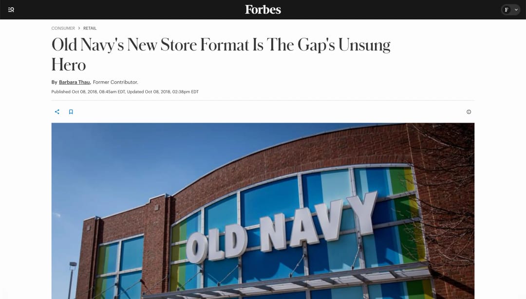 COVERAGE OF OLD NAVY GLOBAL RETAIL FORMAT STRATEGY